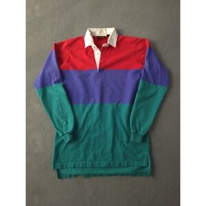Vintage 90s Eddie Bauer Color Block Cotton Rugby Shirt Long Sleeve L
